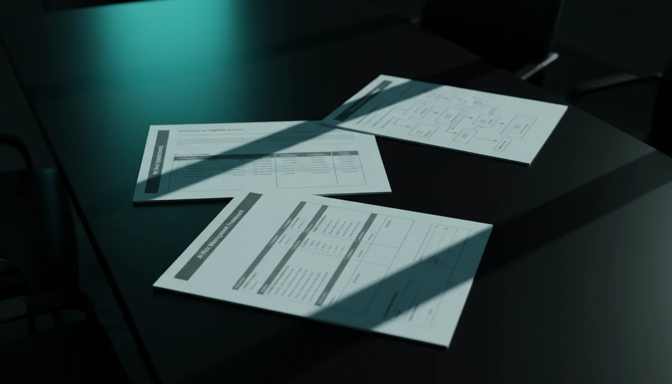 APRA AI governance framework documents on dark desk for financial sector compliance