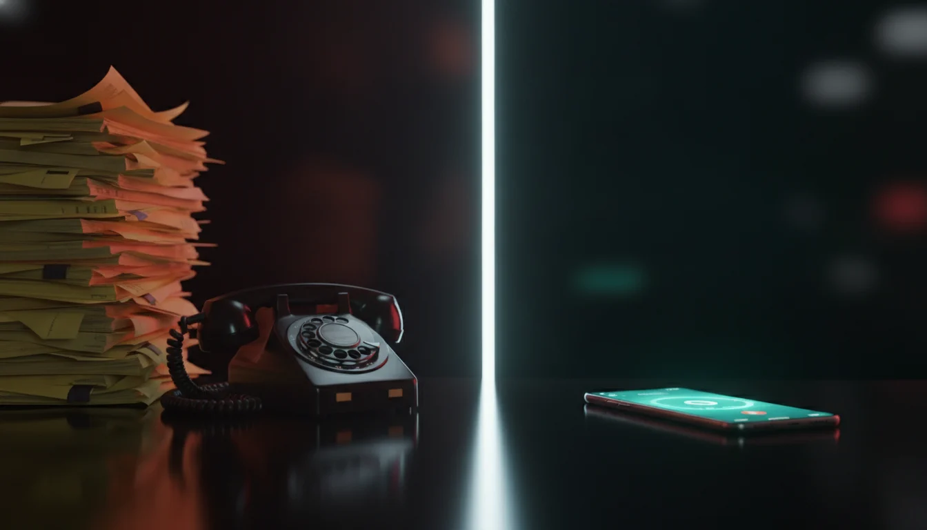 Split image comparing traditional receptionist cost with an AI receptionist service