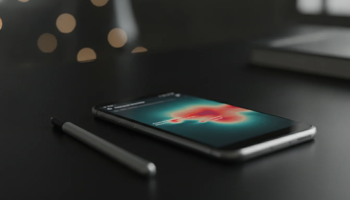 Smartphone showing a website heatmap used during a UX audit in Sydney