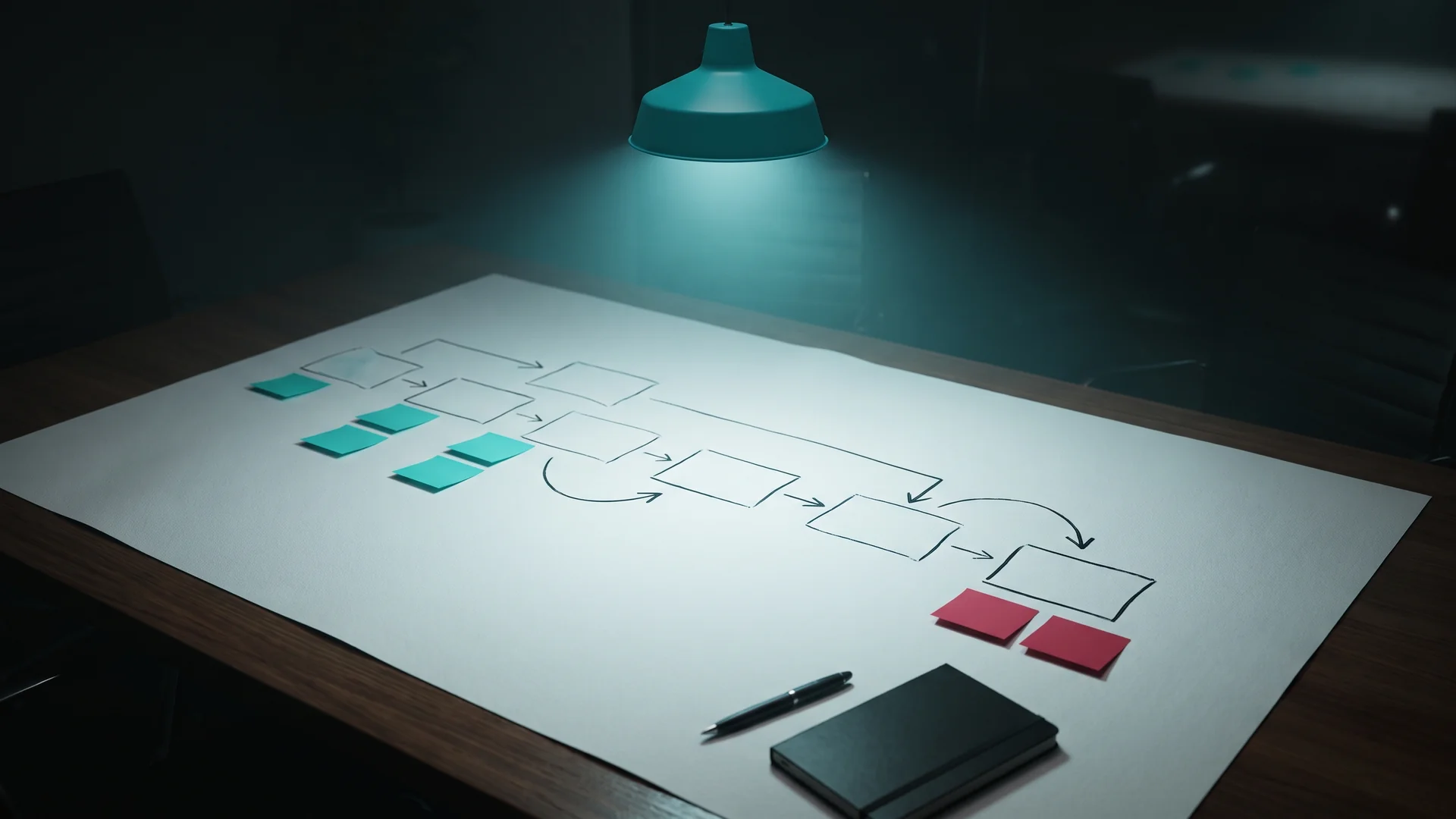 Accounting workflow map with AI drafting steps in teal and human sign-off steps in red